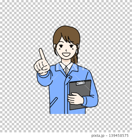 女性作業員 説明 指差し 案内 クリップボード イラスト 139458575