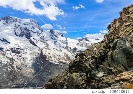 View of the Pennine Alps from Gornergrat close to Zermatt, Switzerland View of the Pennine Alps from Gornergrat close to Zermatt, Switzerland 139458615
