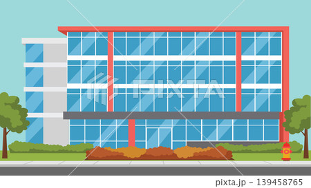 Bright Urban Office Flat Design Illustration Building Bright Urban Office Flat Design Illustration Building 139458765