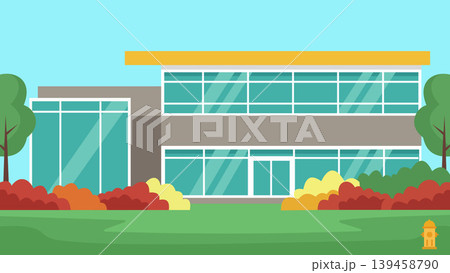 Bright Campus Office Flat Design Illustration Exterior Bright Campus Office Flat Design Illustration Exterior 139458790