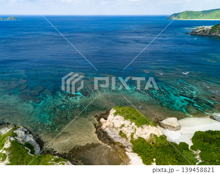 阿嘉島ヒズシビーチのドローン撮影。沖縄県島尻郡慶良間諸島阿嘉島2025 139458821