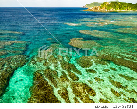 阿嘉島ヒズシビーチのドローン撮影。沖縄県島尻郡慶良間諸島阿嘉島2025 139458831