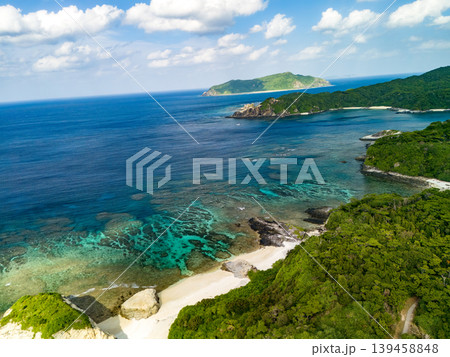 阿嘉島ヒズシビーチのドローン撮影。沖縄県島尻郡慶良間諸島阿嘉島2025 139458848