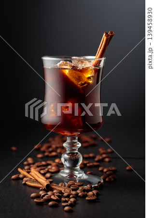Iced coffee on a black background. 139458930