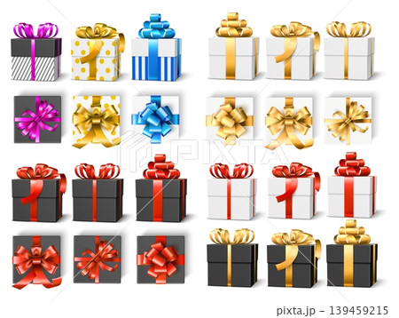 Colorful gift boxes. Selection of realistic...のイラスト素材 [139459215] - PIXTA