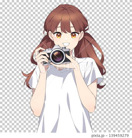 Illustration of a woman holding a camera Illustration of a woman holding a camera 139459279