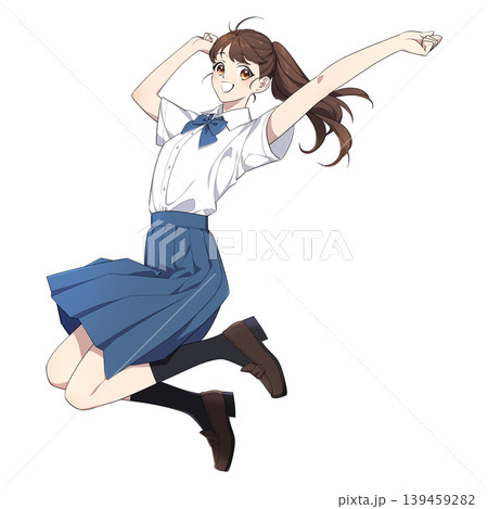 ジャンプする女子学生のイラスト 139459282