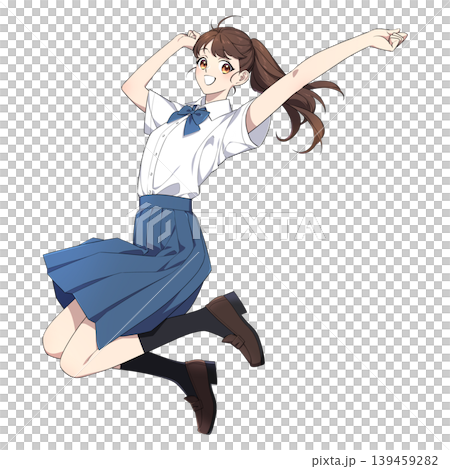 ジャンプする女子学生のイラスト 139459282