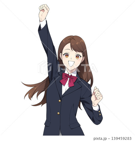 拳を突き上げる女子学生のイラスト 139459283