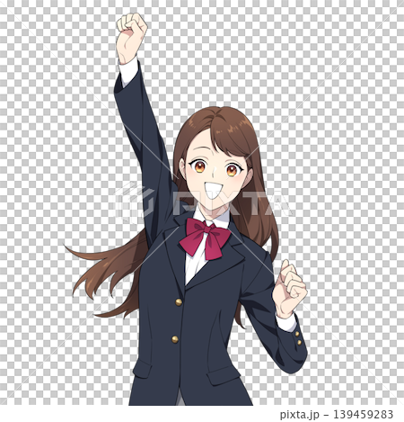 拳を突き上げる女子学生のイラスト 139459283