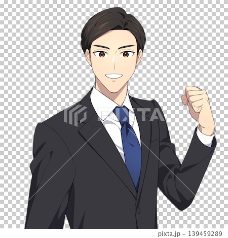 Illustration of a working man making a victory pose. Illustration of a working man making a victory pose. 139459289