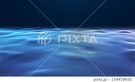 Blue wavy grid surface with glowing digital lines and futuristic data landscape, abstract technology terrain with smooth light motion. Blue wavy grid surface with glowing digital lines and futuristic data landscape, abstract technology terrain with smooth light motion. 139459680