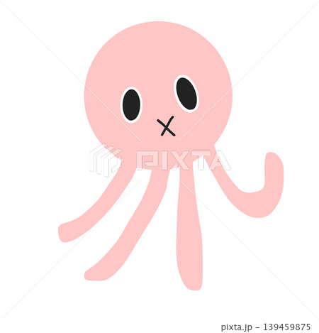 ゆるくてかわいいタコのシンプルイラスト 透過素材 139459875