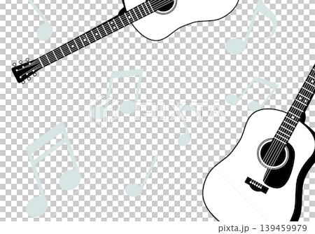 Acoustic guitar and musical note background frame material - horizontal Acoustic guitar and musical note background frame material - horizontal 139459979