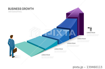 Business growth success infographic template with 5 steps arrow road map milestones diagram, presentation vector infographic. Business growth success infographic template with 5 steps arrow road map milestones diagram, presentation vector infographic. 139460113