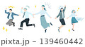 スタートアップのイメージイラストージャンプするビジネスパーソン-ひらめくー抽象的背景イラスト素材 139460442