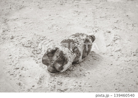 Plastic bottle stranded washed up garbage pollution on beach Brazil. Plastic bottle stranded washed up garbage pollution on beach Brazil. 139460540