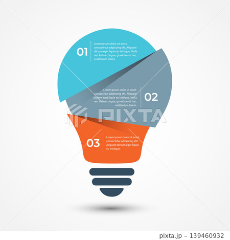 Lightbulb infographic with 3 layered segments for business concepts, infographic Lightbulb infographic with 3 layered segments for business concepts, infographic 139460932