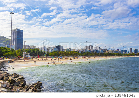 Flamengo Beach panorama view and cityscape Rio de Janeiro Brazil. Flamengo Beach panorama view and cityscape Rio de Janeiro Brazil. 139461045