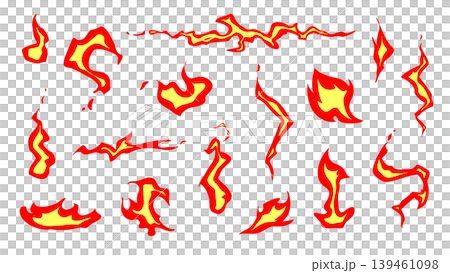 A set of flame effects in various shapes. Simple editable vector illustrations of fire. A spicy flavor image. 139461098