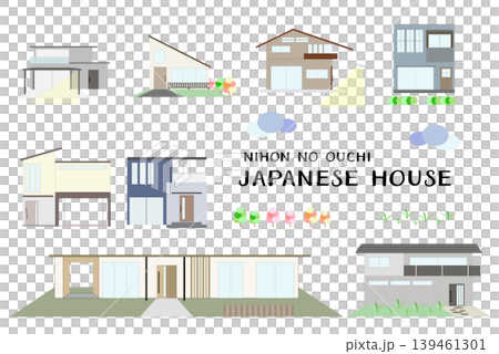 可愛的房屋圖示集，住宅插圖 139461301