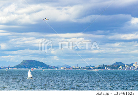 Landscape panorama coastline boats mountains Niteroi Rio de Janeiro Brazil. Landscape panorama coastline boats mountains Niteroi Rio de Janeiro Brazil. 139461628