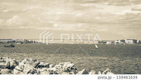 Landscape panorama coastline boats mountains Niteroi Rio de Janeiro Brazil. Landscape panorama coastline boats mountains Niteroi Rio de Janeiro Brazil. 139461634