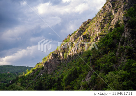 Canyon landscape near Matka in Skopje, North Macedonia during afternoon light 139461711