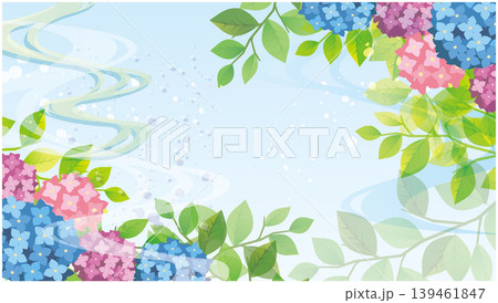 夏の梅雨 紫陽花背景 夏の梅雨 紫陽花背景 139461847