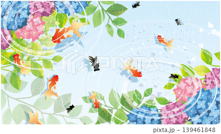夏の梅雨 紫陽花背景 夏の梅雨 紫陽花背景 139461848