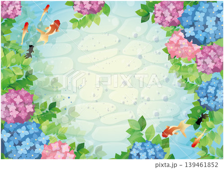 夏の梅雨 紫陽花背景 夏の梅雨 紫陽花背景 139461852