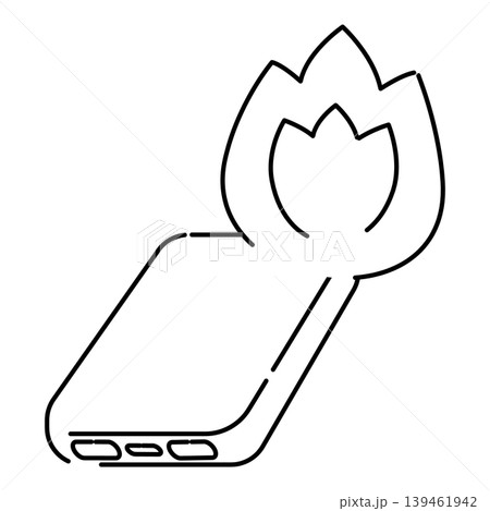 発火したモバイルバッテリーの線画イラスト 139461942