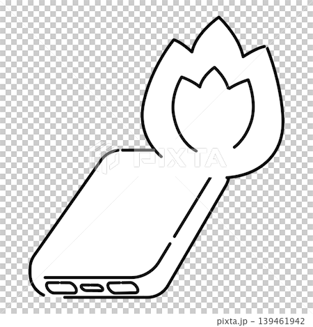 発火したモバイルバッテリーの線画イラスト 139461942