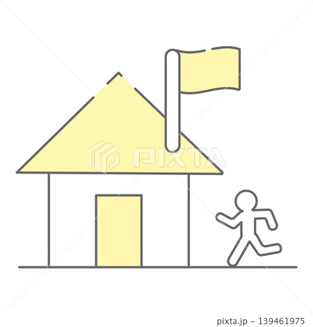 シンプルな避難所の線画イラスト 139461975
