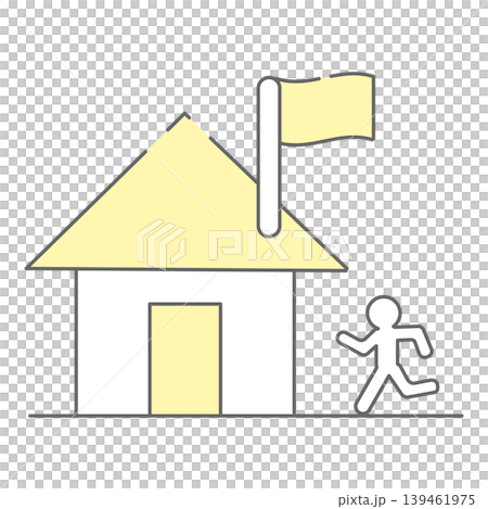 シンプルな避難所の線画イラスト 139461975