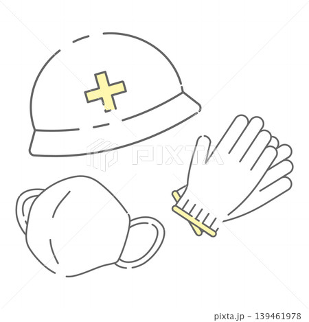 シンプルな安全用品セットの線画イラスト 139461978