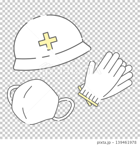Line drawing illustration of a simple safety equipment set. Line drawing illustration of a simple safety equipment set. 139461978