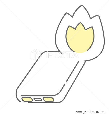 シンプルなモバイルバッテリー発火の線画イラスト シンプルなモバイルバッテリー発火の線画イラスト 139461980