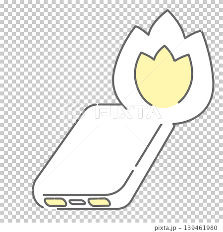 一幅簡單的線條畫，描繪了手機電池著火的情景。 139461980