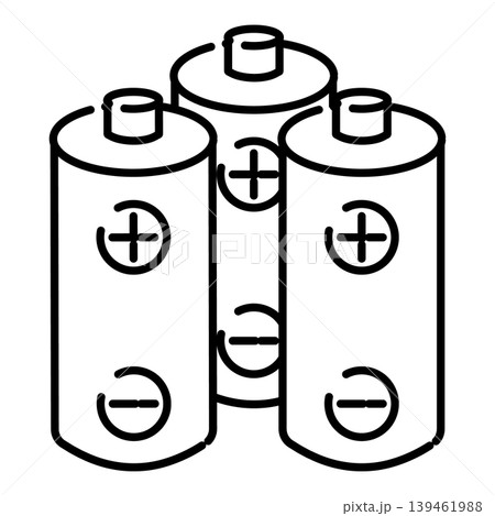 複数の乾電池の防災用品線画イラスト 139461988