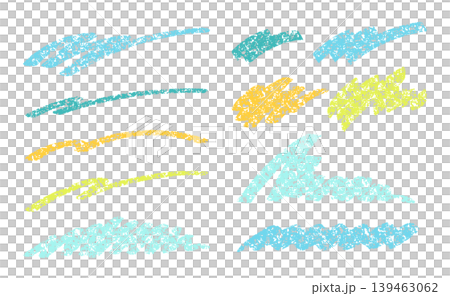 クレヨンで描いたようなおしゃれな手書きのあしらい、アンダーライン（夏色） 139463062
