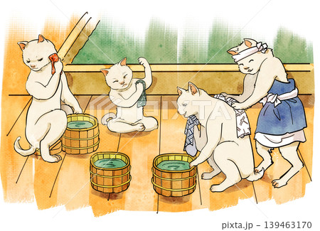 入浴する猫 入浴する猫 139463170