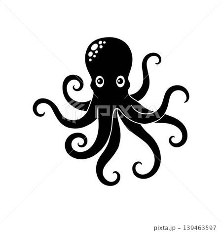 Octopus silhouette icon flat vector art design template, isolated on a white background. Octopus silhouette icon flat vector art design template, isolated on a white background. 139463597