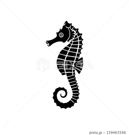 Seahorse silhouette icon flat vector art design template, isolated on a white background. Seahorse silhouette icon flat vector art design template, isolated on a white background. 139463598