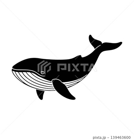 Whale silhouette icon flat vector art design template, isolated on a white background. Whale silhouette icon flat vector art design template, isolated on a white background. 139463600