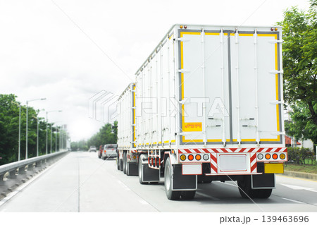 Semi-Trailer Transport Truck on Highway Semi-Trailer Transport Truck on Highway 139463696