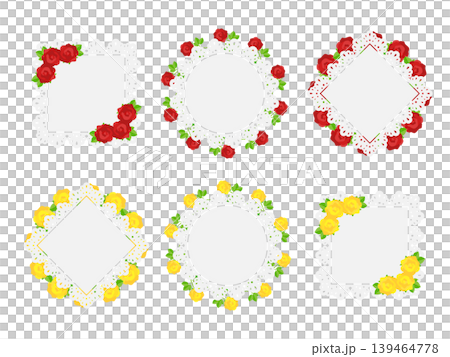Set of 6 lace frames featuring red and yellow roses. Set of 6 lace frames featuring red and yellow roses. 139464778