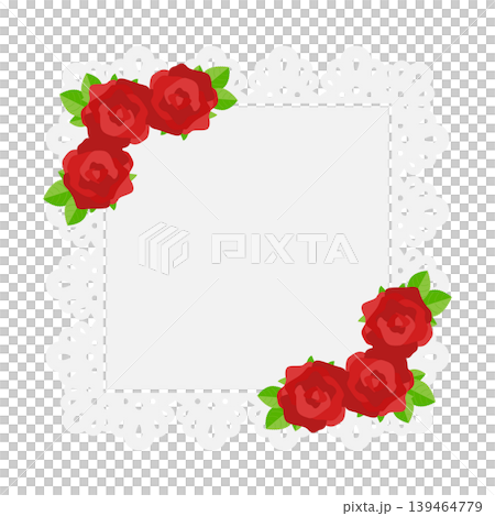 Red rose square lace frame Red rose square lace frame 139464779