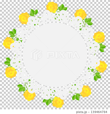 黃色玫瑰圓形蕾絲花邊 139464784