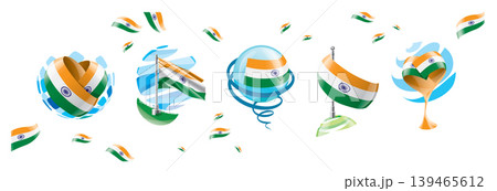 Vector set of the Indian flag in various creative designs Vector set of the Indian flag in various creative designs 139465612